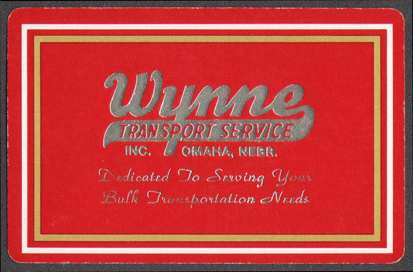 Vintage playing card WYNNE TRANSPORT SERIVCE Bulk Transportation Omaha Nebraska