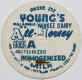 Vintage milk bottle cap YOUNGS YANKEE DAIRY All Jersey Walla Walla Washington