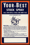 Vintage label YOUR BEST Stock Spray horse and cow pictured new old stock n-mint+