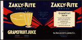 Vintage label ZAKLY RITE Grapefruit Juice #1 Haines City Florida unused n-mint