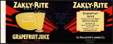 Vintage label ZAKLY RITE Grapefruit Juice #3 Haines City Florida unused n-mint