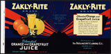 Vintage label ZAKLY RITE Orange Grapefruit Juice Haines City Florida unused n-mint
