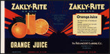 Vintage label ZAKLY RITE Orange Juice #1 Haines City Florida new old stock n-mint