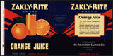 Vintage label ZAKLY RITE Orange Juice #2 Haines City Florida new old stock n-mint