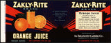 Vintage label ZAKLY RITE Orange Juice #3 Haines City Florida new old stock n-mint