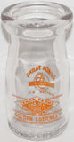 Vintage milk bottle ZENDA FARMS Golden Guernsey quarter pint Clayton New York