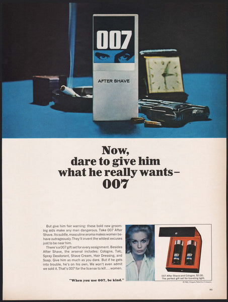 Vintage magazine ad 007 AFTER SHAVE Colgate Palmolive Company 1965 James Bond