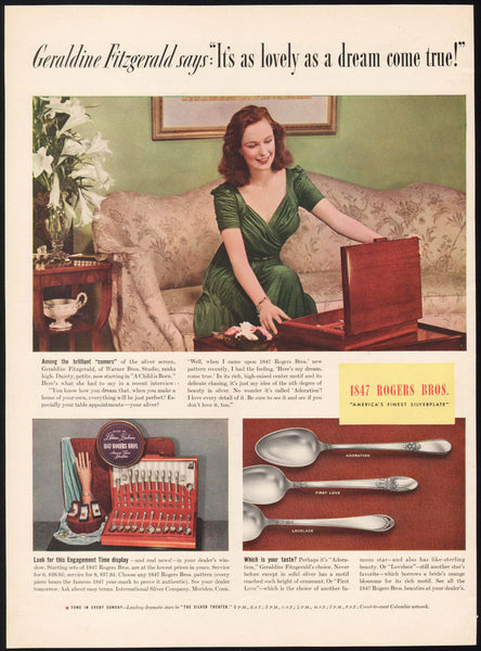 Vintage magazine ad 1847 ROGERS BROS silverplate 1940 with Geraldine Fitzgerald