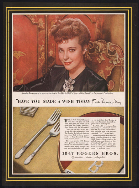 Vintage magazine ad 1847 ROGERS BROS silverplate from 1944 Loraine Day Dr Wassel