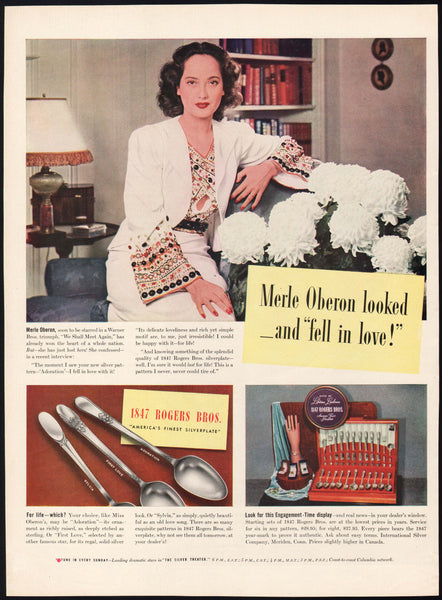 Vintage magazine ad 1847 ROGERS BROS SILVERPLATE 1946 Merle Oberon pictured
