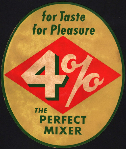 Vintage soda pop decal 4% The Perfect Mixer dated 1953 unused new old stock excellent