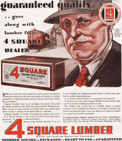 Vintage magazine ad 4 SQUARE LUMBER Weyerhaeuser from 1929 with man pictured