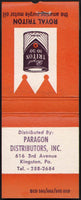 Vintage full matchbook 76 ROYAL TRITON motor oil can Paragon Dist Kingston PA