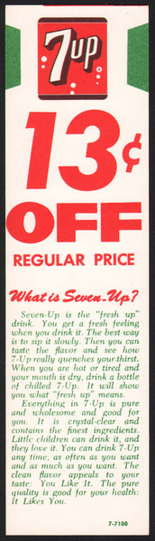 Vintage carton stuffer 7 UP 13 cents off regular price new old stock n-mint+