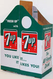 Vintage soda pop bottle carton 7 UP 2 pack quarts unused new old stock n-mint