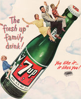 Vintage magazine ad 7 UP SODA 1948 family riding on bottle pictured with crate