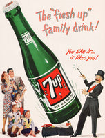 Vintage magazine ad 7 UP soda pop from 1948 magician and large bottle pictured