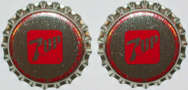 Soda pop bottle caps 7 UP Lot of 2 plastic lined unused and new old stock