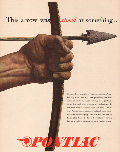 Vintage magazine ad PONTIAC AUTOMOBILES 1945 arrowhead and indian logo pictured