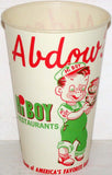 Vintage paper cup ABDOWS HI BOY RESTAURANT cartoon boy pictured unused n-mint+