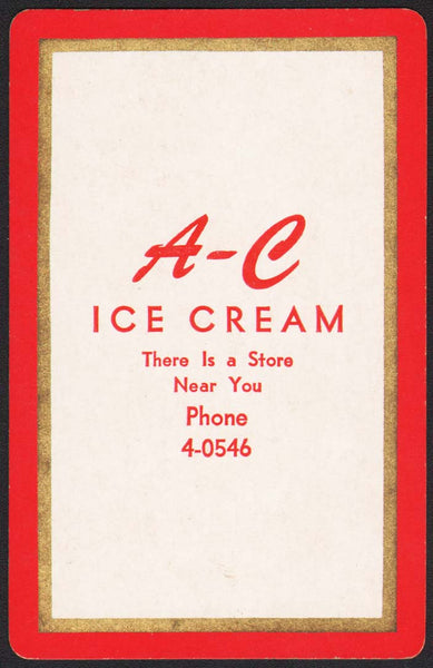 Vintage playing card A-C ICE CREAM There Is a Store Near You Phone 4-0546
