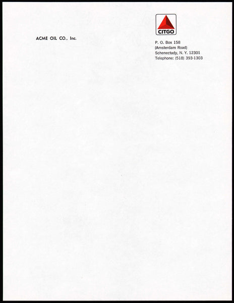 Vintage letterhead ACME OIL CO with the Citgo logo Schenectady New York n-mint+