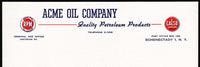 Vintage letterhead ACME OIL COMPANY RPM Motor Oil Calso Supreme Schenectady NY
