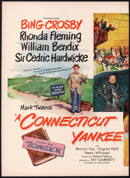 Vintage magazine ad A CONNECTICUT YANKEE movie 1949 starring Bing Crosby two page