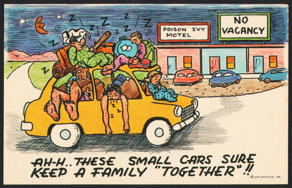 Vintage postcard AH-H THESE SMALL CARS Curt Teich comic cartoon pictured unused