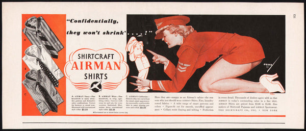 Vintage magazine ad AIRMAN Shirtcraft Shirts 1942 pinup girlie George Petty art