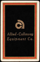 Vintage playing card ALLIED CALLAWAY EQUPMENT CO black background Kansas City MO