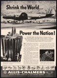 Vintage magazine ad ALLIS CHALMERS industrial 1943 WWII cargo plane pictured