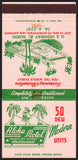 Vintage matchbook cover ALOHA MOTEL Restaurant hula girl pictured San Antonio Texas