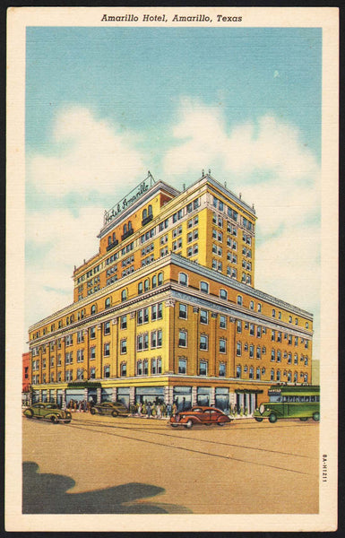 Vintage postcard AMARILLO HOTEL picturing the old hotel Amarillo Texas linen