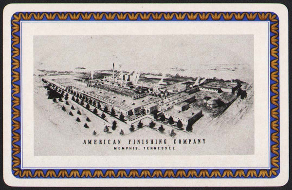 Vintage playing card AMERICAN FINISHING COMPANY blue factory pictured Memphis