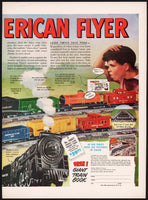Vintage magazine ad AMERICAN FLYER 1949 full color 2 page train sets pictured Gilbert