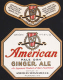 Vintage soda pop bottle label AMERICAN GINGER ALE Milwaukee Wisconsin n-mint+