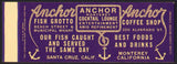 Vintage matchbook cover ANCHOR FISH GROTTO Santa Crus Monterey salesman sample