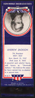 Vintage matchbook cover ANDREW JACKSON with his biography Diamond Match Co