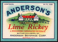 Vintage soda pop bottle label ANDERSONS LIME RICKEY Buffalo NY unused n-mint+
