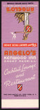 Vintage matchbook cover ANGELOS Lounge Kenwood Inn Great Neck LI salesman sample