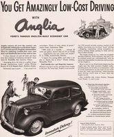 Vintage magazine ad ANGLIA by Ford from 1949 2 door automobile pictured