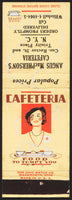 Vintage matchbook cover ANGUS MacPHERSONS CAFETERIA waitress pictured New York City