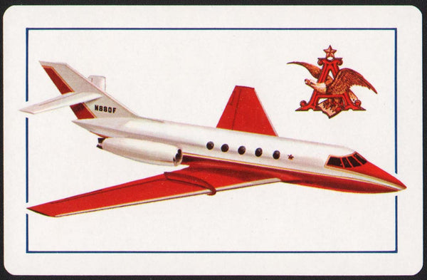 Vintage playing card ANHEUSER BUSCH eagle logo corporate jet pictured Falcon 50 N880F