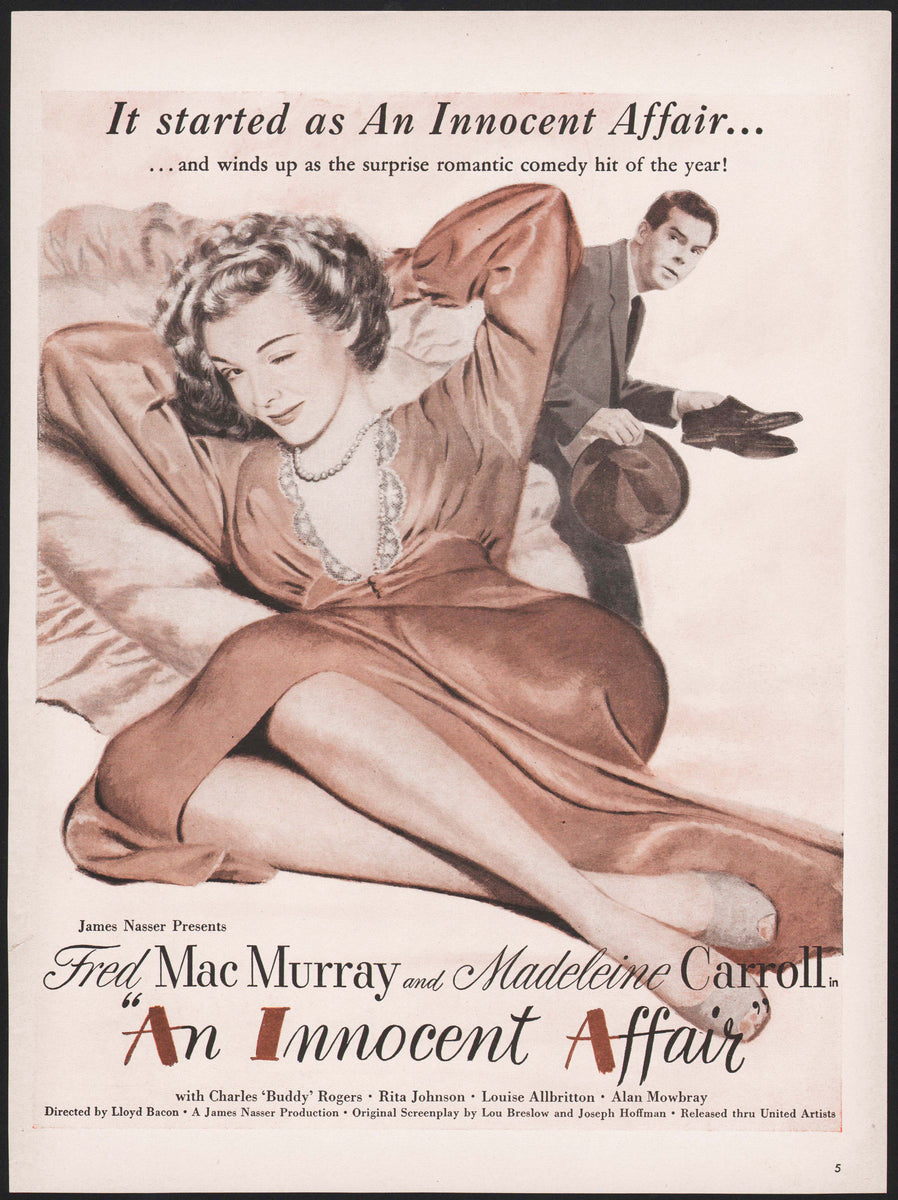 Vintage magazine ad AN INNOCENT AFFAIR movie from 1948 Fred MacMurray –  Mistercola, image size:898x1200