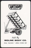 Vintage playing card ANTHONY HYDRAULIC truck bed pictured Moline Body Illinois