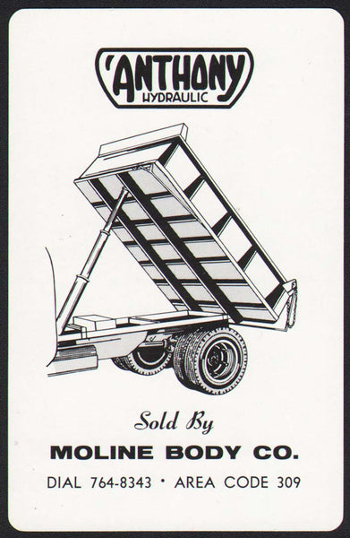 Vintage playing card ANTHONY HYDRAULIC truck bed pictured Moline Body Illinois