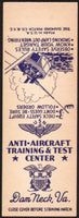 Vintage matchbook cover ANTI AIRCRAFT TRAINING CENTER Dam Neck VA salesman sample