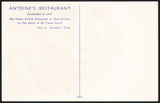 Vintage postcard ANTOINES RESTAURANT building pictured Roy Alciatore New Orleans LA
