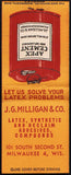 Vintage full matchbook APEX CEMENT can pictured J G Milligan Milwaukee Wisconsin